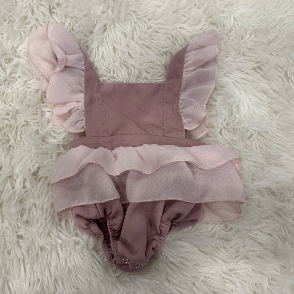 Bailey's Blossoms pink Ruffle One Piece Pinafore Dress Ballet TuTu| size 0-3M